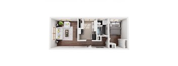 the 1190 sqft studio floor plan with bedroom and bathroom
