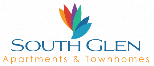 The image is a logo for South Glen Apartments & Townhomes.