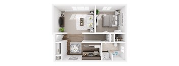 A dollhouse kitchen with a refrigerator, sink, and oven.