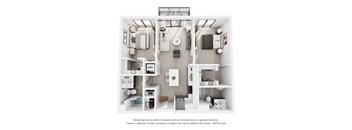 A 3D image of a small, modern bathroom with a toilet, sink, and shelves.