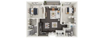 a 3d drawing of the floor plan of a bedroom