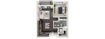 a 3d drawing of a floor plan with bedrooms and a living room