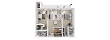 a 3d rendering of a103103 of a 1 bedroom floor plan