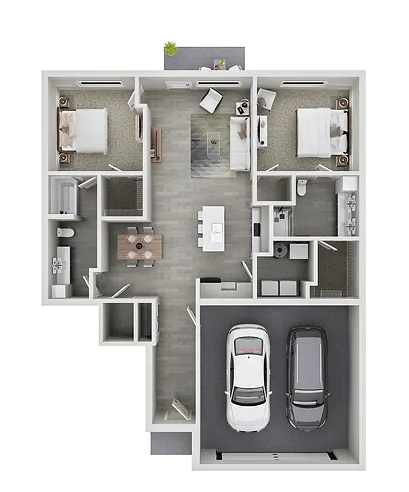the floorplan of a 1 bedroom apartment with a car in the garage