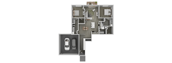 the rendering of a 3d floor plan of a house