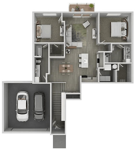 the rendering of a 3d floor plan of a house