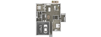 a floor plan of a house with a car in the garage