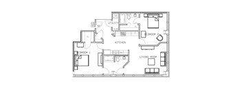 A black and white image of a floor plan for a house.