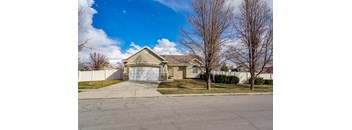A house with a driveway and bare trees in front.