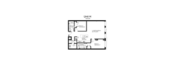 Floorplan of a 2 bedroom, 2 bathroom unit