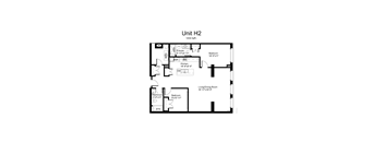 Floorplan of a 2 bedroom, 2 bathroom unit