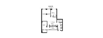 Floorplan of a 2 bedroom, 2 bathroom unit