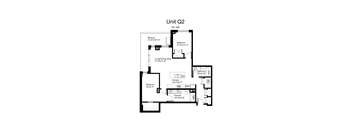 Floorplan of a 2 bedroom, 2 bathroom unit
