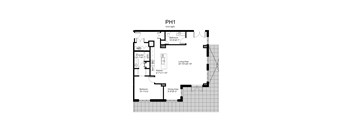 Floorplan of a 2 bedroom, 2 bathroom unit