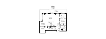 Floorplan of a 2 bedroom, 2 bathroom unit