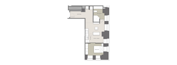 a floor plan of a house with a bedroom and a living room