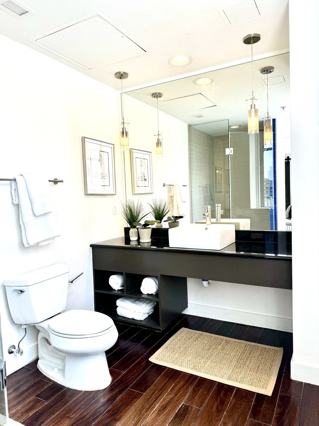 a bathroom with a toilet and a sink and a mirror