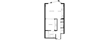A black and white drawing of a house layout with labeled rooms.