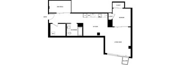 A black and white image of a house floor plan.