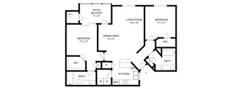 a floor plan of a house with a bedroom and a living room