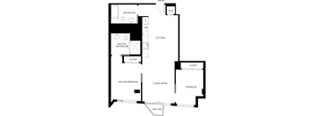 A black and white image of a floor plan for a house.