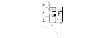 A floor plan of a house with a living room, dining room, kitchen, and bathrooms.