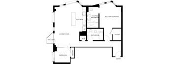 A black and white image of a house floor plan.
