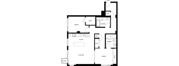 A black and white image of a floor plan for a house.