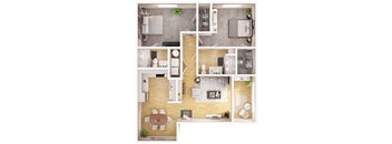 a floor plan of a house with a wood floor