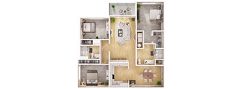 a floor plan of a house with a bedroom and a living room