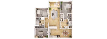 a floor plan of a house with a bedroom and a living room