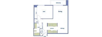 a floor plan of a house with a kitchen and a living room