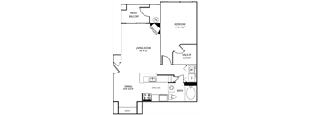 a floor plan of a house with a bedroom and a living room