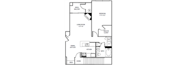 a floor plan of a house with a bedroom and a living room