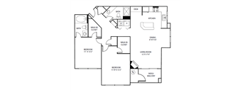 a floor plan of a house with bedrooms and a living room
