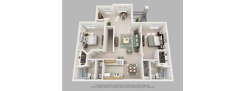 2D floor plan showing 2 bedrooms and 2 bathrooms