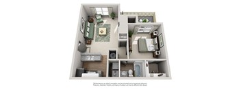 a floor plan with a bedroom and a living room