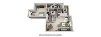 a floor plan with a bedroom and a living room
