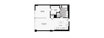 a floor plan of a house with a bedroom and a living room