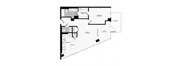 a floor plan of a small house with a staircase