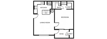 a floor plan of a house with a bedroom and a living room