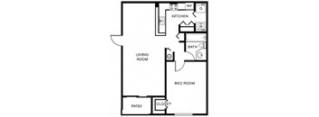 a floor plan of a house with a bedroom and a living room