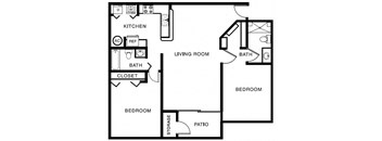 a floor plan of a house with a bedroom and a living room