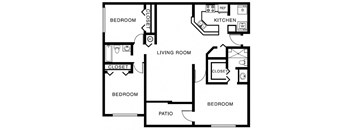 a floor plan of a home with a bedroom and a living room