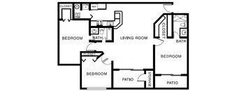 a floor plan of a house with a bedroom and a living room