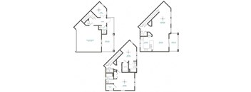 three floor plans of a house with different floors and bedrooms
