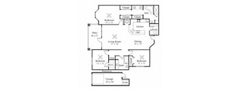 a floor plan of a house with a combination of bedrooms and baths