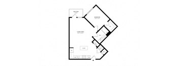 a floor plan of a house with a bedroom and a living room