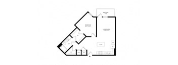 the schematic floor plan of a unit with bedrooms and a bathroom