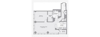 a floor plan of a house with a bedroom and a living room